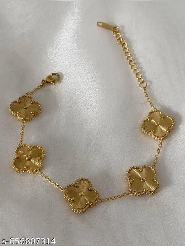 Gold_Plated_Alloy_Floral_Charm_Bracelet_For_Women