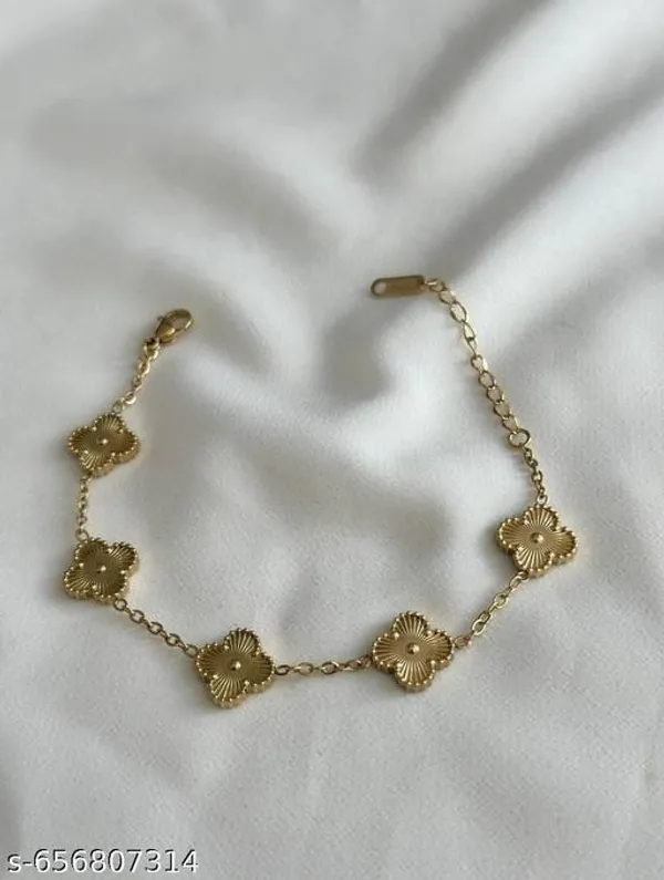 Gold_Plated_Alloy_Floral_Charm_Bracelet_For_Women