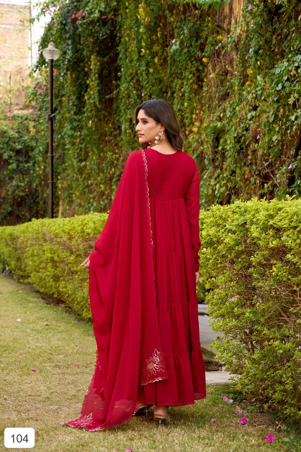 Maroon_Flared_Anarkali_Dress_With_Foil_Work_With_Pant_And_Dupatta_For_Women