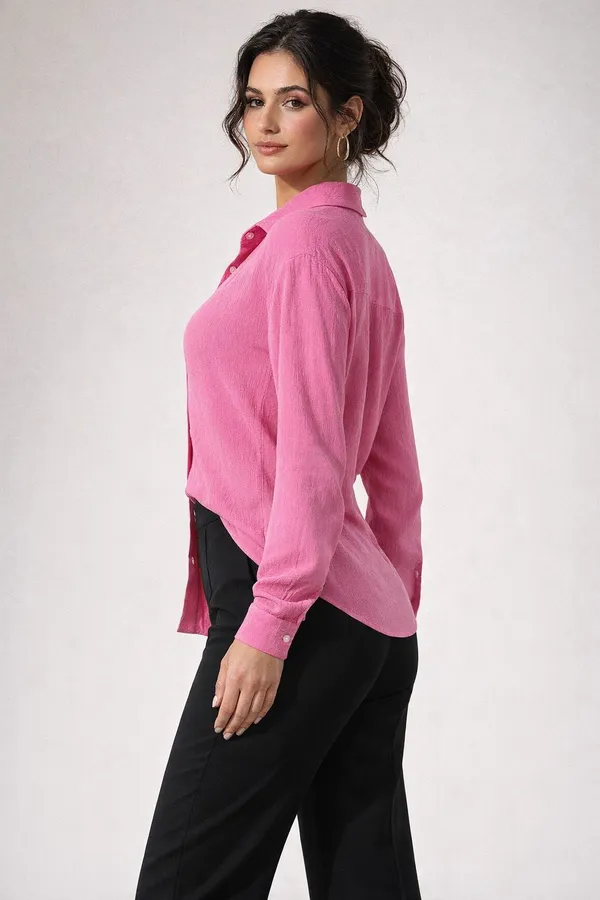 Pink_Textured_Shirt_&_Black_High_Rise_Tailored_Trouser_Co-ord_Set