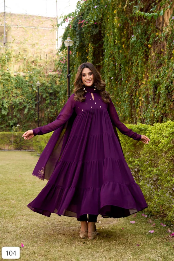 Purple_Flared_Anarkali_Dress_With_Foil_Work_With_Pant_And_Dupatta_For_Women