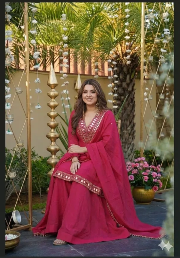 Rani_Pink_Plazzo_Pair_With_Real_Mirror_And_Embroidery_Work_For_Women