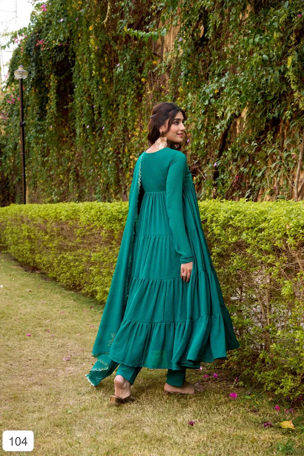 Teal_Green_Flared_Anarkali_Dress_With_Foil_Work_With_Pant_And_Dupatta_For_Women