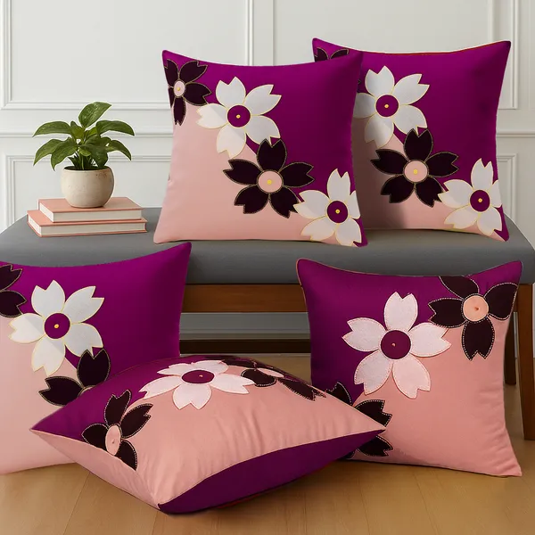 Pink_Set_Of_5_Designer_Silk_Embroidery_Flower_Cushion_Covers_16_X_16_Inches_Set_Of_5_Pieces