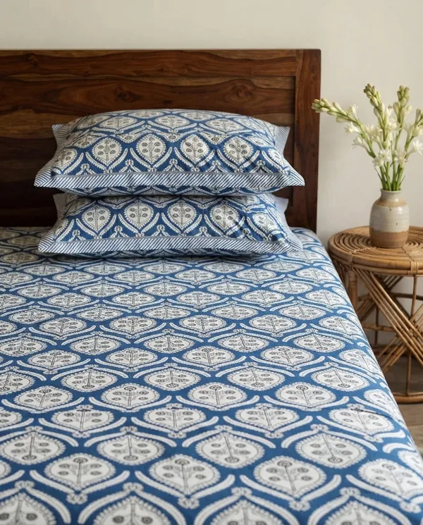 Bunio_100%_Cotton_King_Size__Bedsheet_—_Blue