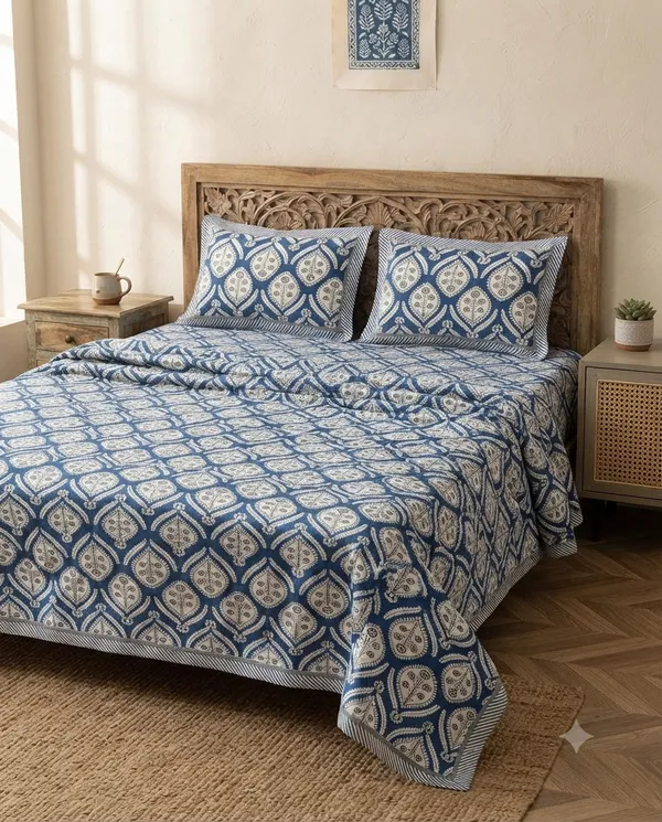 Bunio_100%_Cotton_King_Size__Bedsheet_—_Blue