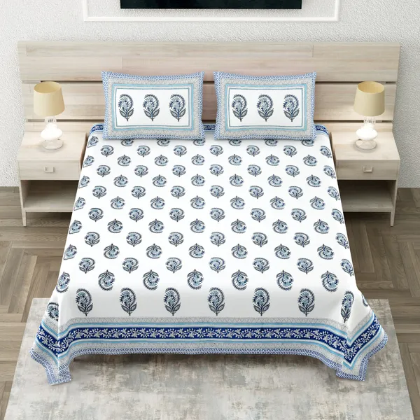 Bunio_100%_Cotton_King_Size__Bedsheet_—_Blue_&_White