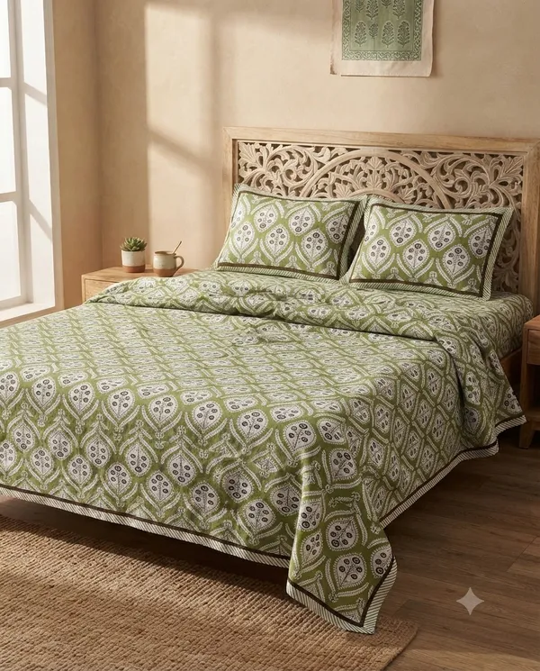 Bunio_100%_Cotton_King_Size__Bedsheet_—_Green