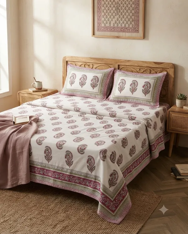 Bunio_100%_Cotton_King_Size__Bedsheet_—_Pink_&_White
