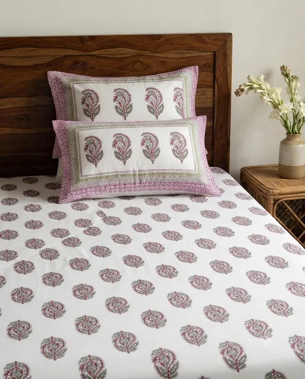 Bunio_100%_Cotton_King_Size__Bedsheet_—_Pink_&_White