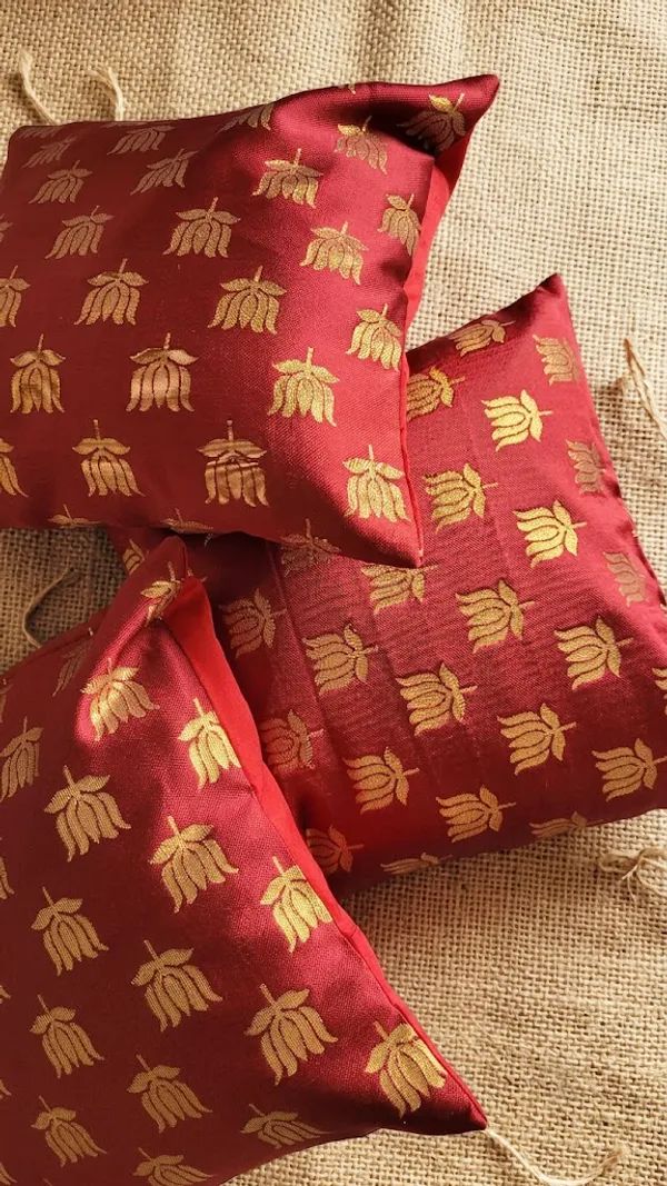 Ethnic_Lotus_Red_Cushion_Covers_–_16"_x_16"_|_Indian_Festive_Décor