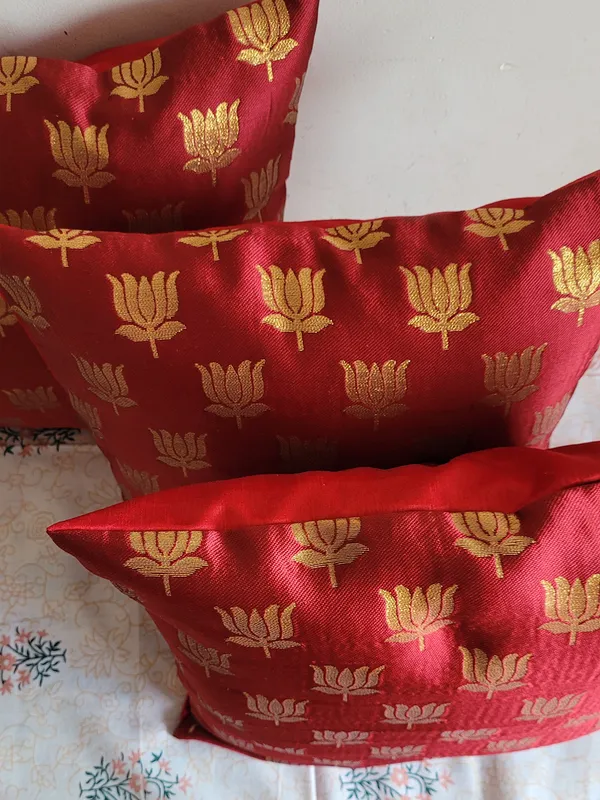 Ethnic_Lotus_Red_Cushion_Covers_–_16"_x_16"_|_Indian_Festive_Décor