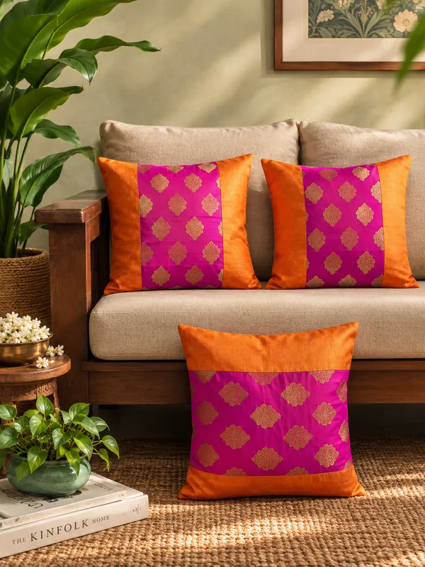 Ethnic_Motif_Orange_Pink_Cushion_Covers_–_16"_x_16"_|_Indian_Festive_Décor