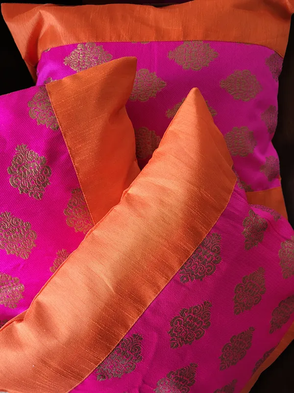 Ethnic_Motif_Orange_Pink_Cushion_Covers_–_16"_x_16"_|_Indian_Festive_Décor