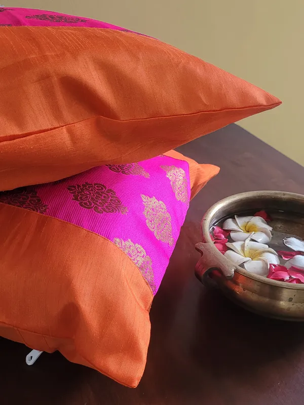 Ethnic_Motif_Orange_Pink_Cushion_Covers_–_16"_x_16"_|_Indian_Festive_Décor