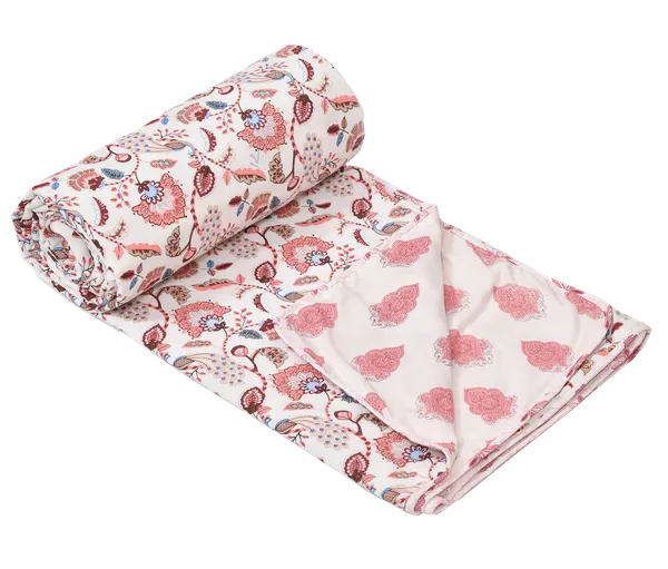 Peach_100%_Cotton_Reversibe_Dohar_Doube_Bed_Size_90_Inch_X_100_Inch