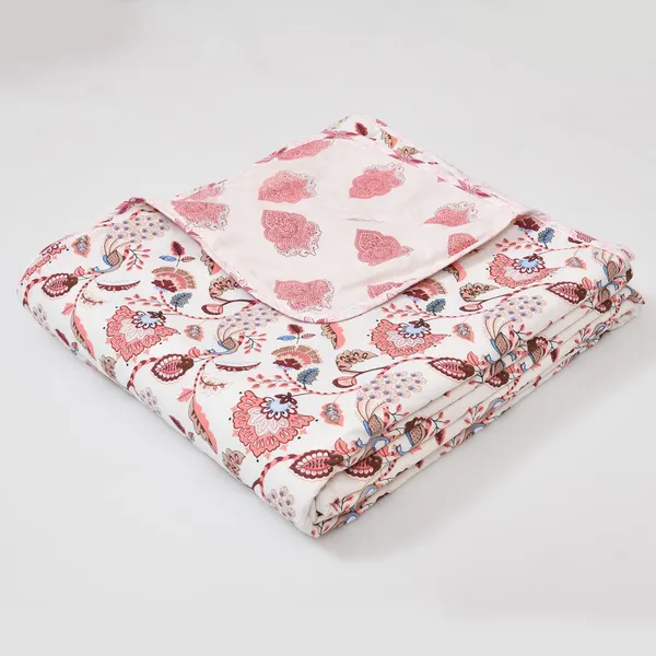 Peach_100%_Cotton_Reversibe_Dohar_Doube_Bed_Size_90_Inch_X_100_Inch
