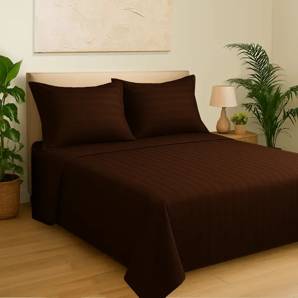 Brown_210_Tc_Satin_Stripe_Pure_Cotton_Bedsheet_With_2_Pillow_Covers_King_Size_100_X_108