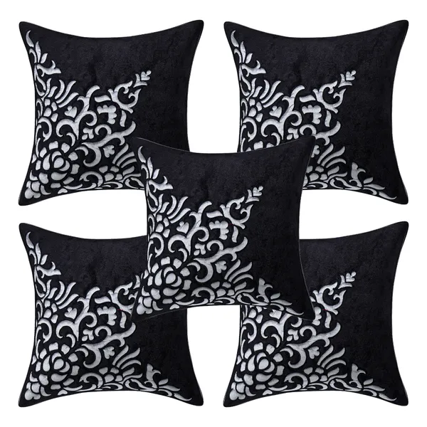 Black_Designer_Decorative_Velvet_Cushion_Covers_Set_of_5_Pieces