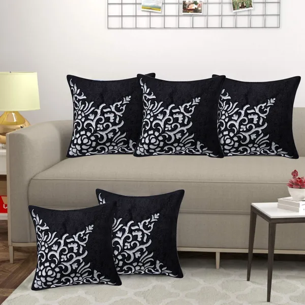 Black_Designer_Decorative_Velvet_Cushion_Covers_Set_of_5_Pieces
