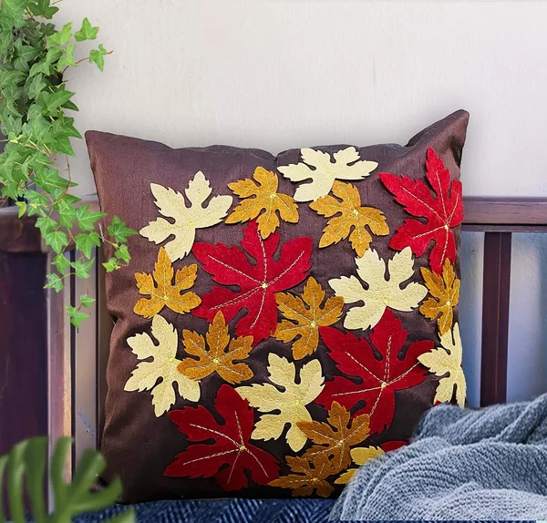 Brown_3D_Maple_Leaf_Silk_Cushion_Covers_I_Foam_Padded_I_Square_16_X_16_Inches_Set_Of_5_Pieces