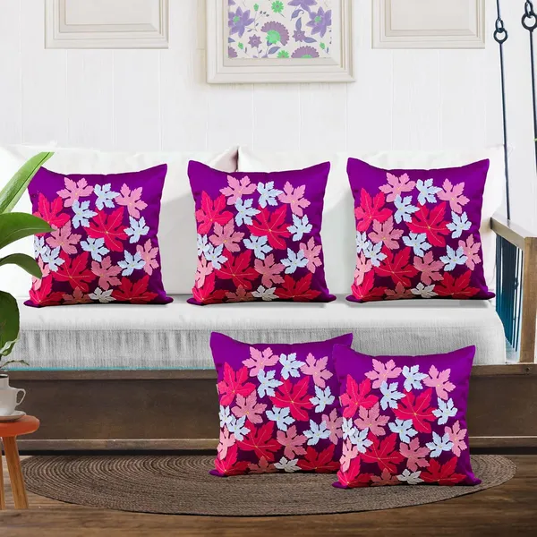 Pink_3D_Maple_Leaf_Silk_Cushion_Covers_I_Foam_Padded_I_Square_16_X_16_Inches_Set_Of_5_Pieces