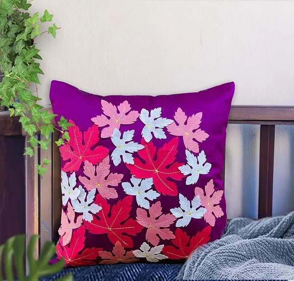 Pink_3D_Maple_Leaf_Silk_Cushion_Covers_I_Foam_Padded_I_Square_16_X_16_Inches_Set_Of_5_Pieces
