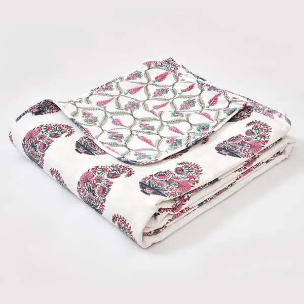 Pink_&_White_100%_Cotton_Reversible_Dohar_Double_Bed_Size_90_Inch_X_100_Inch