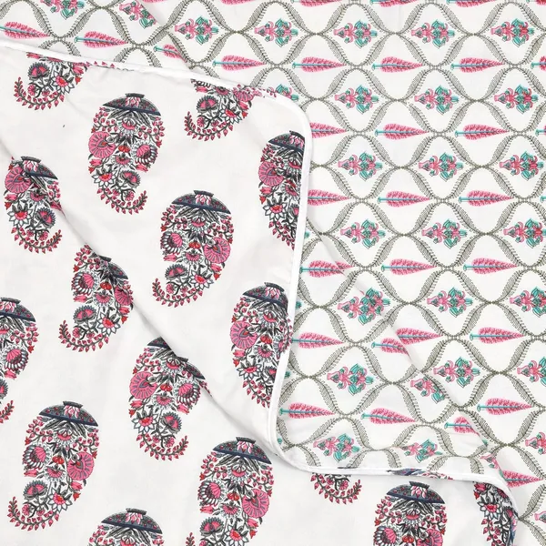 Pink_&_White_100%_Cotton_Reversible_Dohar_Double_Bed_Size_90_Inch_X_100_Inch