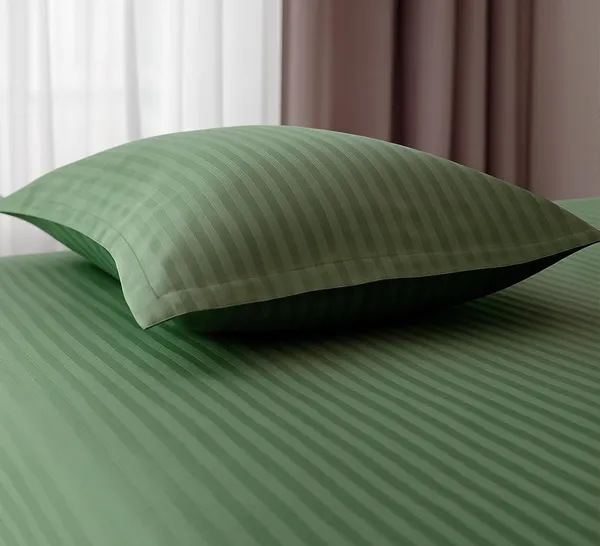 Sage_Green_210_Tc_Satin_Stripe_Pure_Cotton_Bedsheet_With_2_Pillow_Covers_King_Size_100_X_108