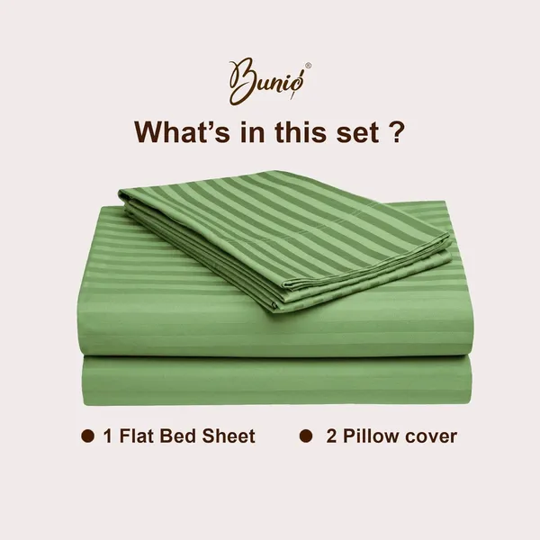 Sage_Green_210_Tc_Satin_Stripe_Pure_Cotton_Bedsheet_With_2_Pillow_Covers_King_Size_100_X_108