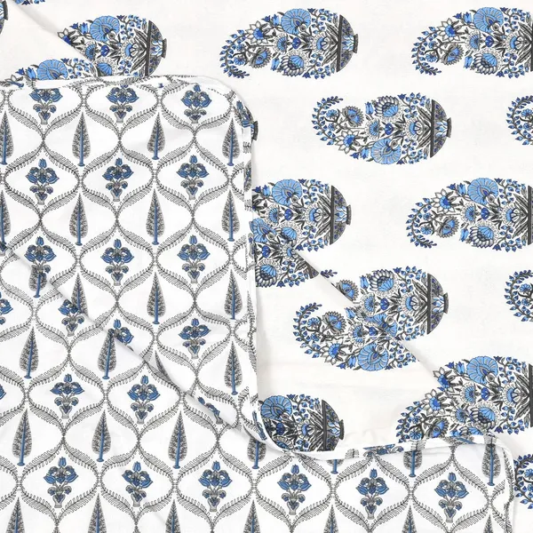 Blue_&_White_100%_Cotton_Reversibe_Dohar_Doube_Bed_Size_90_Inch_X_100_Inch
