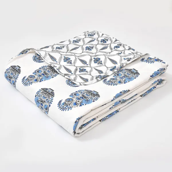Blue_&_White_100%_Cotton_Reversibe_Dohar_Doube_Bed_Size_90_Inch_X_100_Inch
