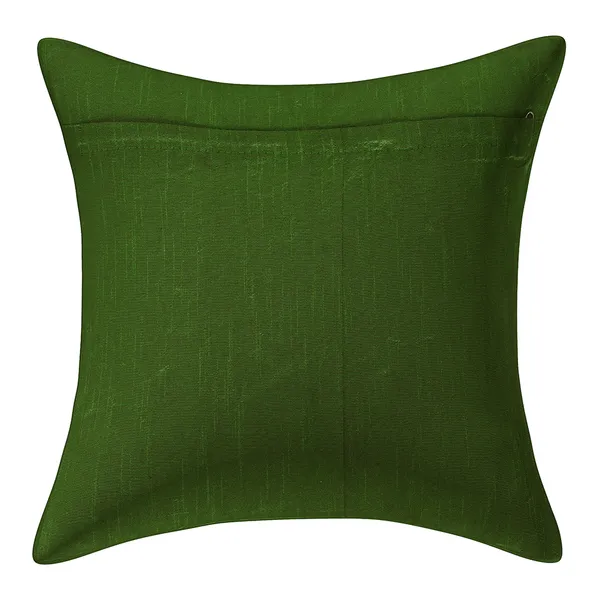 BUNIO_Decorative_Cross_Gold_Line_Green_Silk_Cushion_Cover_Soft_Throw_Pillow_Case_for_Living_Room_Decor_Cushion_Covers_-_16_x_16_inches_-_Set_of_5_Pieces_(Green)