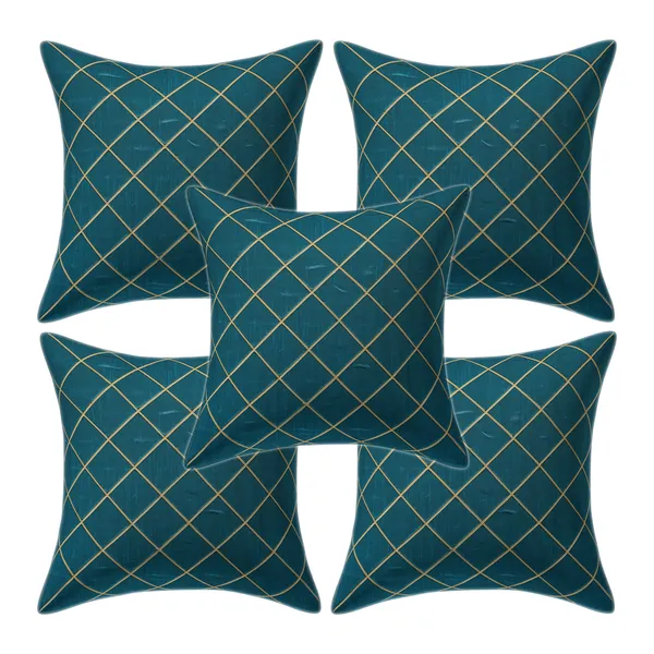 Blue_Decorative_Cross_Gold_Line_Silk_Cushion_Cover_-_Set_of_5_Pieces