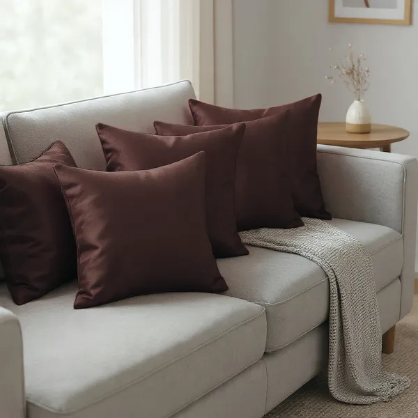 Brown_Silk_Plain_Cushion_Covers_16_X_16_Inches_Set_Of_5_Pieces