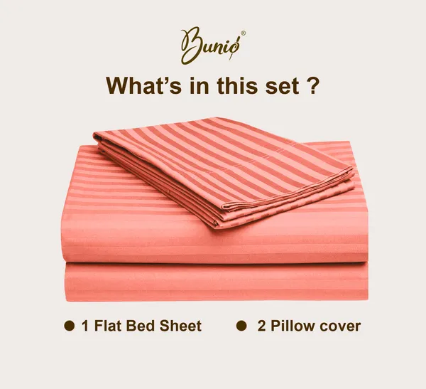 Peach_210_TC_Satin_Stripe_Pure_Cotton_Bedsheet_with_2_pillow_covers_-_King_Size_100_x_108