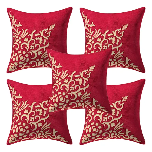 Red_Designer_Decorative_Velvet_Cushion_Covers_Set_of_5_Pieces