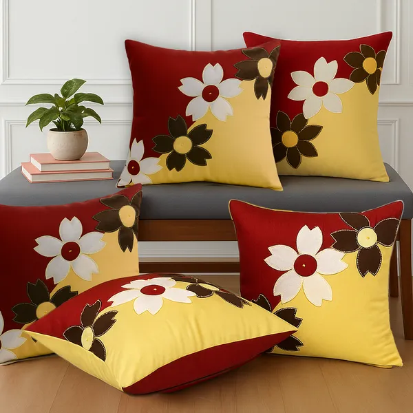 Red_Set_Of_5_Designer_Silk_Embroidery_Flower_Cushion_Covers_16_X_16_Inches_Set_Of_5_Pieces