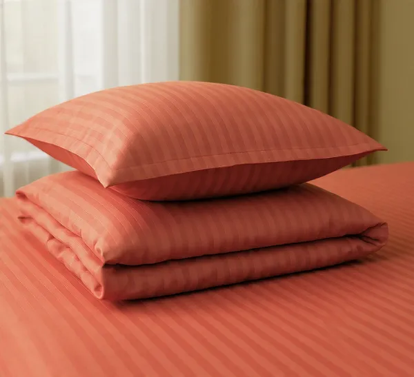 Coral_Pink_210_Tc_Satin_Stripe_Pure_Cotton_Bedsheet_With_2_Pillow_Covers_King_Size_100_X_108