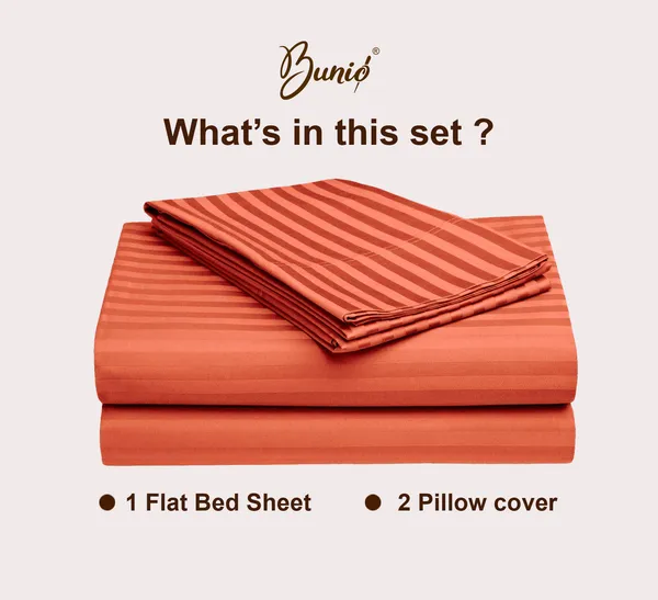 Coral_Pink_210_Tc_Satin_Stripe_Pure_Cotton_Bedsheet_With_2_Pillow_Covers_King_Size_100_X_108