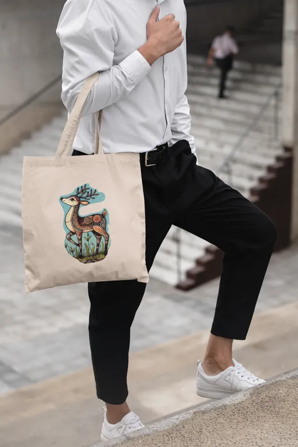 Off_White_Canvas_Tote_Bag_With_Artistic_Deer_Print_(14_X_16_Inch)
