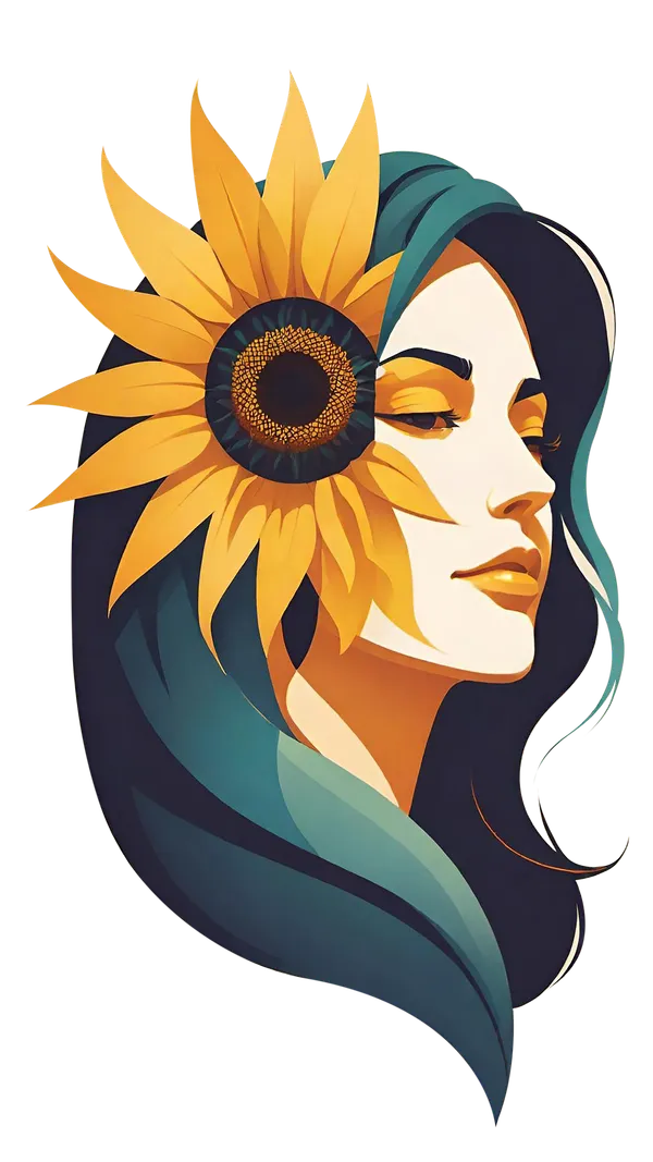 Off_White_Sunflower_&_Women_Face_Art_Canvas_Tote_Bag_(14_X_16_Inch)