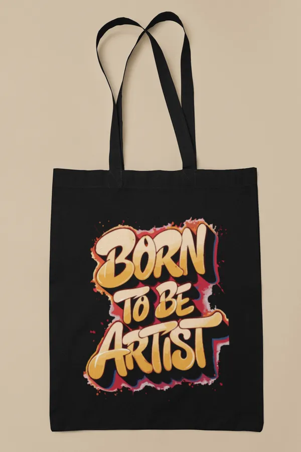 Black_Born_To_Be_Artist_Tote_Bag_(14_X_16_Inch)