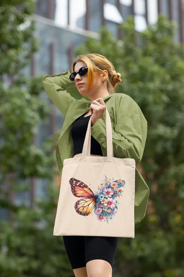 Off_White_Butterfly_Floral_Raw_Color_Tote_Bag_(14_X_16_Inch)