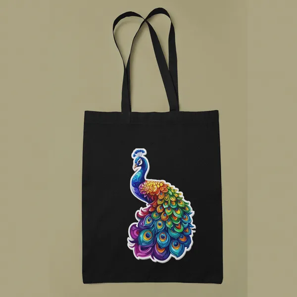 Black_Peacock_Print_Tote_Bag_(14_X_16_Inch)