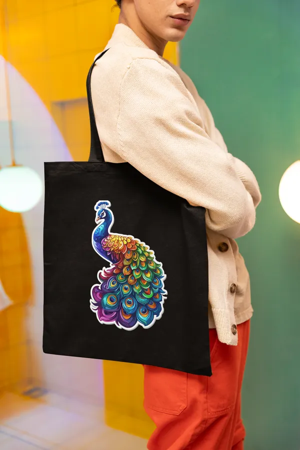 Black_Peacock_Print_Tote_Bag_(14_X_16_Inch)