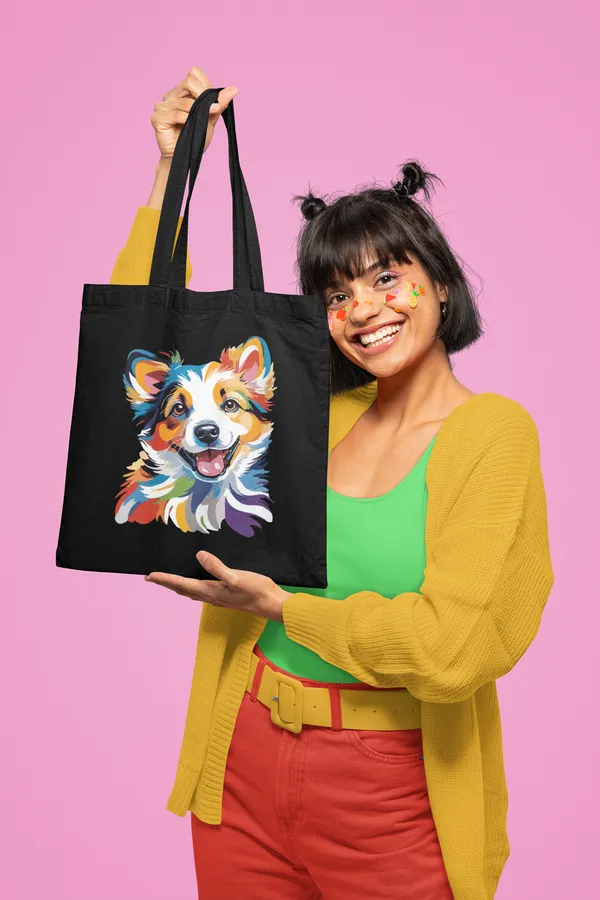 Black_Colorful_Dog_Print_Tote_Bag_(14_X_16_Inch)