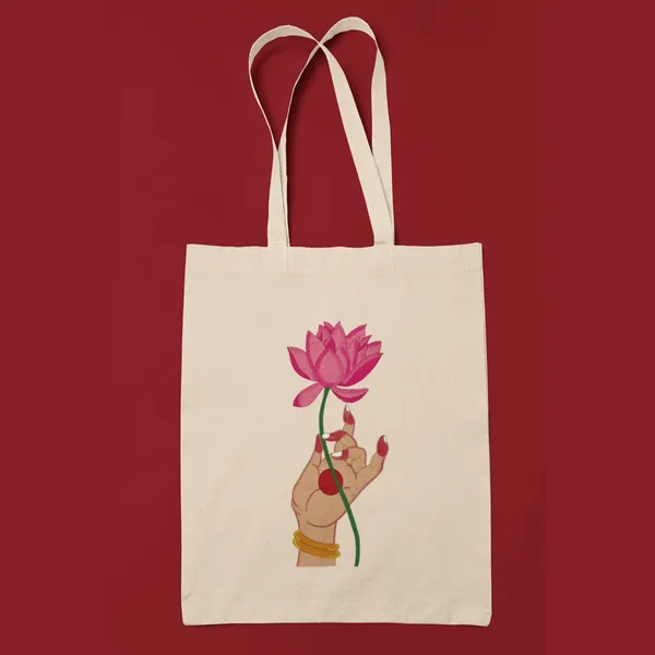 Off_White_Canvas_Tote_Bag_With_Lotus_Print_(14_X_16_Inch)