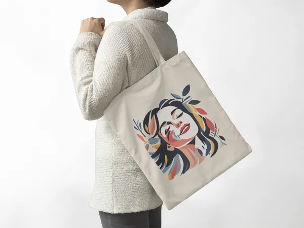 Off_White_Canvas_Tote_Bag_With_Artistic_Woman_Portrait_(14_X_16_Inch)